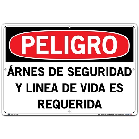 Vestil Aluminum Sign, 12-1/2" Height, 18-1/2" Width, Aluminum, Rectangle, Spanish SI-D-55-D-AL-040-S